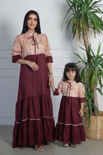 طقم الأم و ابنتها فستان كلوش (العيد)