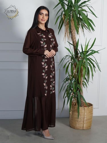 جلابية كريب جورجيت تطريز يدوي