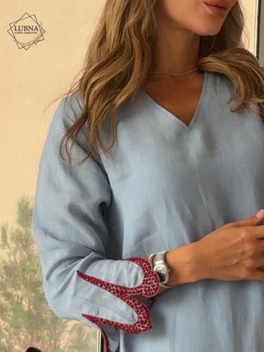 ثوب تطريز نقط ازرق