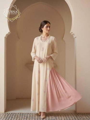 فستان لينن بورود أنيقة مطرّزة