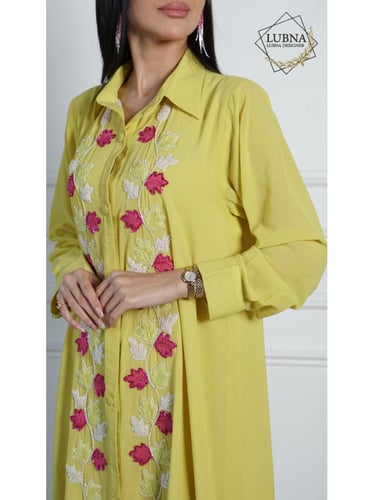 جلابية كريب جورجيت تطريز يدوي