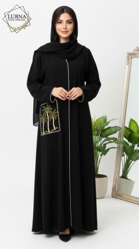 عباية اسود النخلة بتطريز يدوي مميز
