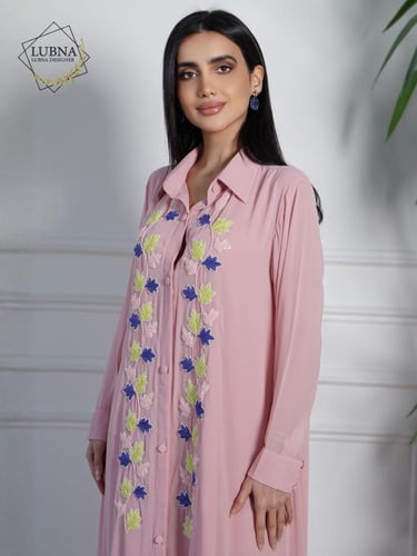 جلابية كريب جورجيت تطريز يدوي