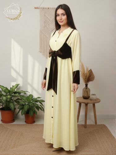 فستان لينن مع كورسيه مخمل