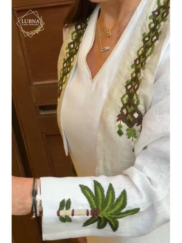 ثوب لينن نخلة مع فيست