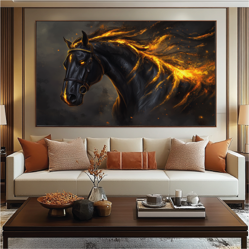 لوحة جدارية فنية بتصميم خيل C1917