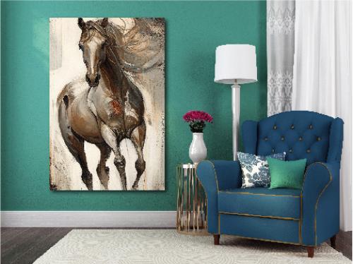 لوحة جدارية فنية بتصميم خيل C365