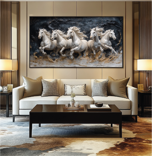 لوحة جدارية فنية بتصميم خيل C1915