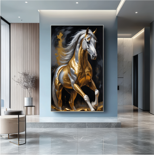 لوحة جدارية فنية بتصميم خيل C1913