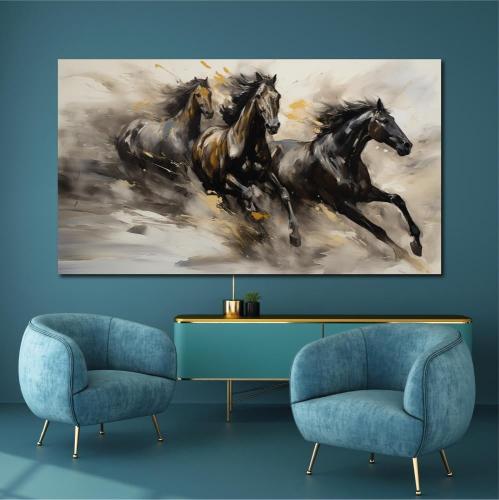 لوحة جدارية فنية بتصميم خيل C337