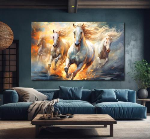 لوحة جدارية فنية بتصميم خيل C521