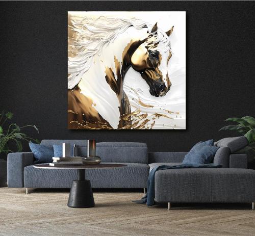 لوحة جدارية فنية بتصميم خيل C375