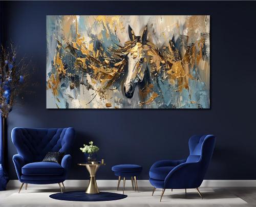 لوحة جدارية فنية بتصميم خيل C1413