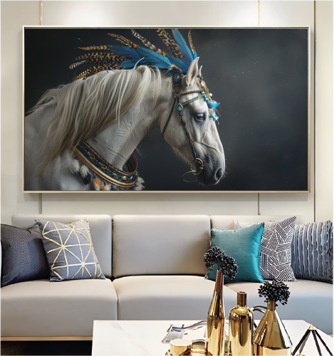 لوحة جدارية فنية بتصميم خيل C1914