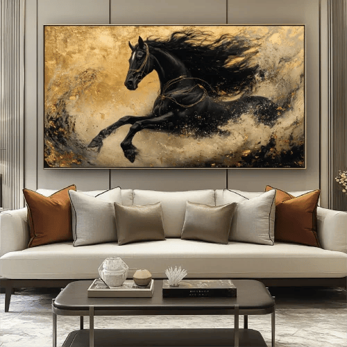 لوحة جدارية فنية بتصميم خيل C1909