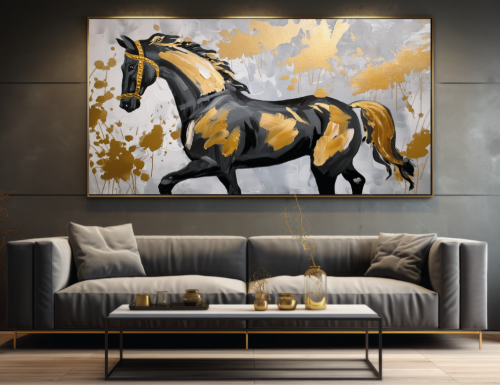 لوحة جدارية فنية بتصميم خيل C1451