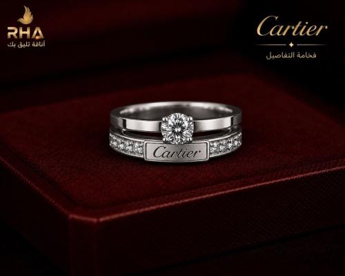Royal silver ring, embedded, inspired by Cartier design, including packaging and accessories