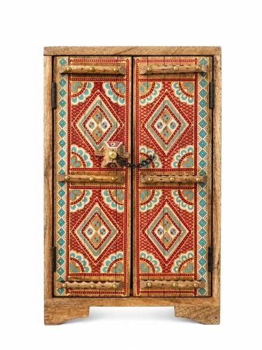 Najdi drawer with red and sky blue doors