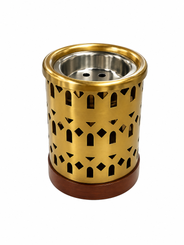 Small golden aluminum incense burner