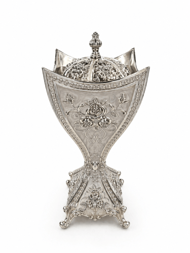Small silver marble incense burner