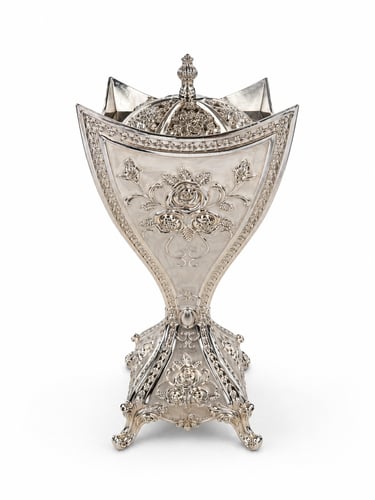 Large silver marble incense burner