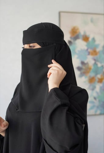 طرحة ربط + نقاب طويل اسلامي مشبك