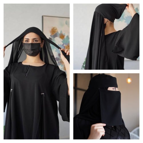 طرحة بندانه+طرحة ربط+نقاب مشبك وسط