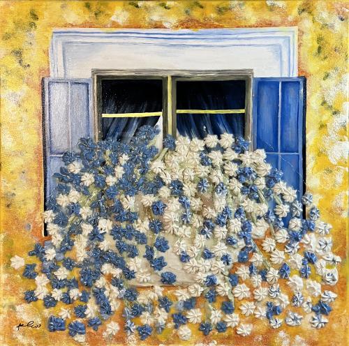 لوحة نافذة الزهور