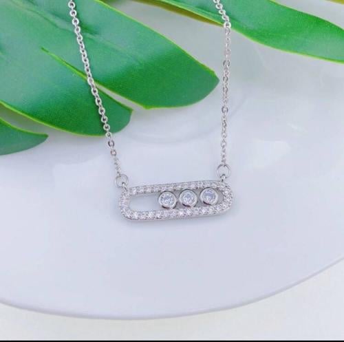 سلسال MESSIKA معدن فضي بكريستالات