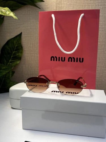 نظارة miu miu أطار ذهبي تايقر عدسة بني