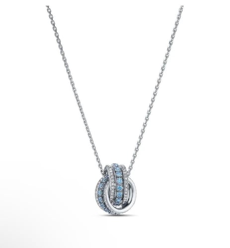 سلسال سوارفيسكي فضي بكرستالة زرقاء