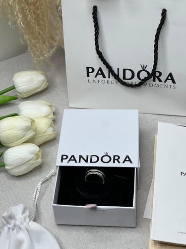 خاتم باندورا PANDORA فضي كرستالة فضي
