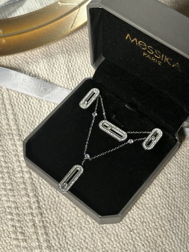 سلسال MESSIKA معدن فضي بكريستالات