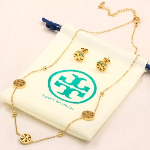 سلسال مع حلق TORY BURCH معدن ذهبي بفصوص