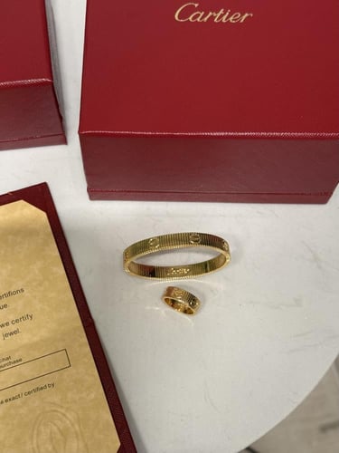 أسوارة + خاتم cartier مقاس 15 سم ذهبي