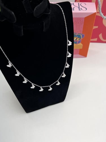 سلسال فضي فراشات فضة عيار 925