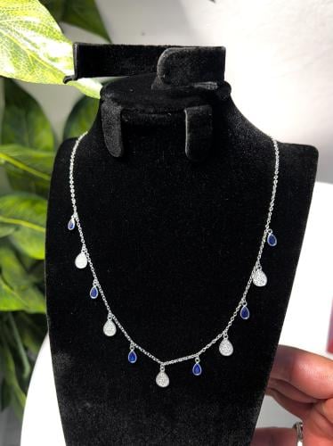 سلسال الدمعه ازرق فضة عيار 925