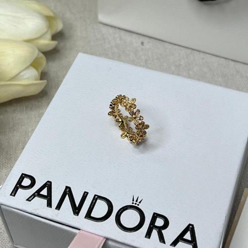 خاتم باندورا PANDORA ذهبي كرستالة فضي