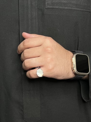 خاتم ملكي فضة عيار( 925 ) لون لؤلؤي