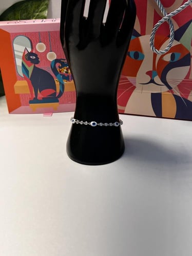 اسوارة العيون ابيض-ازرق فضة عيار 925