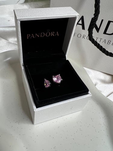 خاتم باندورا PANDORA فضي كرستالة وردي