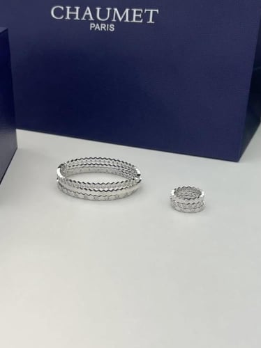 اسوارة + خاتم شوميه فضي مقاس 17 سم