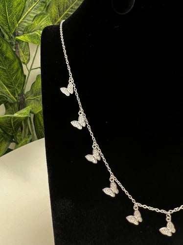 سلسال فضي فراشات فضة عيار 925