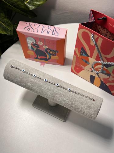 اسوارة العيون ابيض-ازرق فضة عيار 925