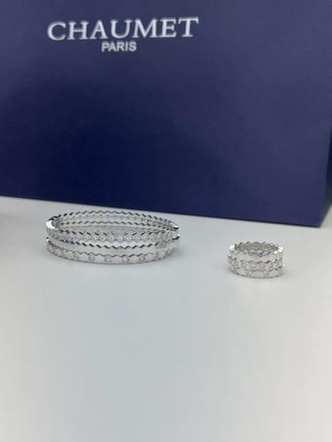 اسوارة + خاتم شوميه فضي مقاس 17 سم