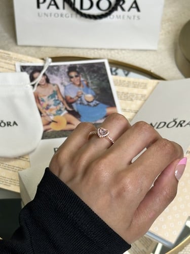 خاتم باندورا PANDORA قولد روز قلب وردي