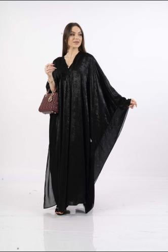 عبايه كريب كوري اسود قصة بشت مع شيفون كوري من الجو...