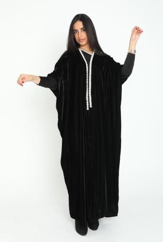عبايه بشت مخمل اسود