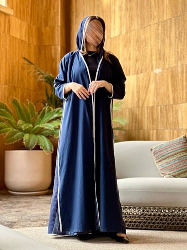 عباية نص كلوش ترقال هندي ازرق