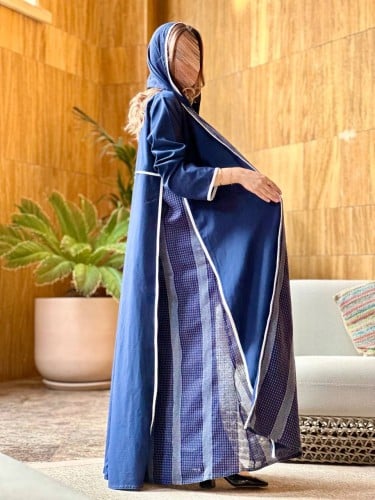 عباية نص كلوش ترقال هندي ازرق